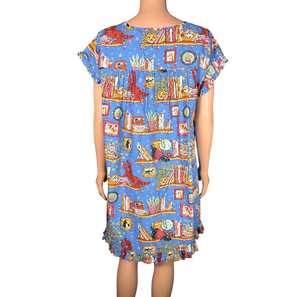 Printfresh Blue Novelty Print Cotton Nightgown - Picture 4 of 9